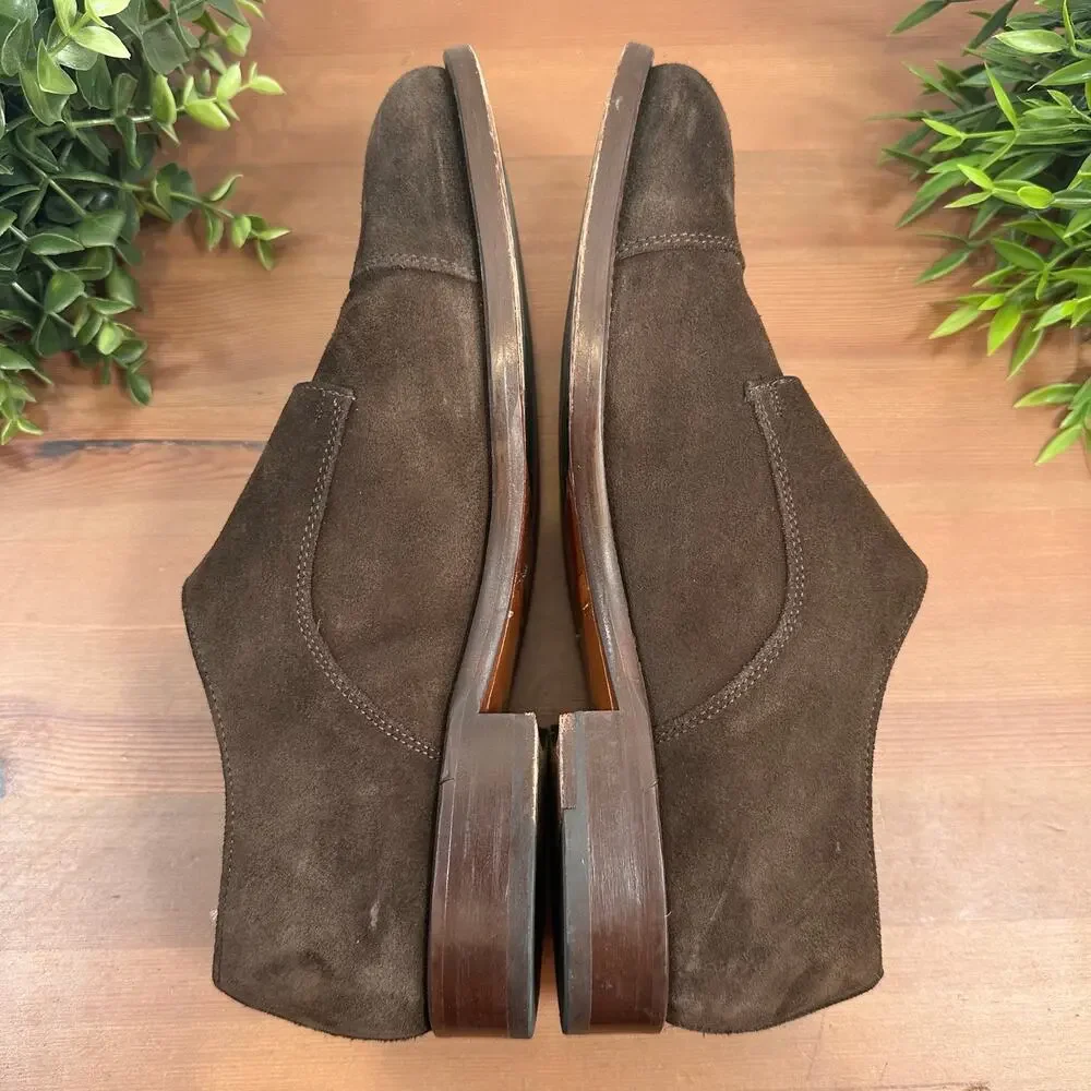 The Shoehorn Men's Brown Suede Leather Monk Oxfords Shoes Size 40